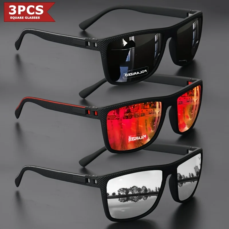 1/3PCS Square Frame Sports Sunglasses High-Quality Spring Hinges Coated Lenses Sun Glasses Vacation Driving Fishing Goggles image 2