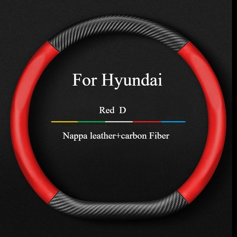 

Car Steering Wheel Cover Carbon Fibre Leather for Hyundai I10 I20 I30 I40 Ix25 Ix35 Ix55 Tucson Palisade Santa-fe Sonata Solaris