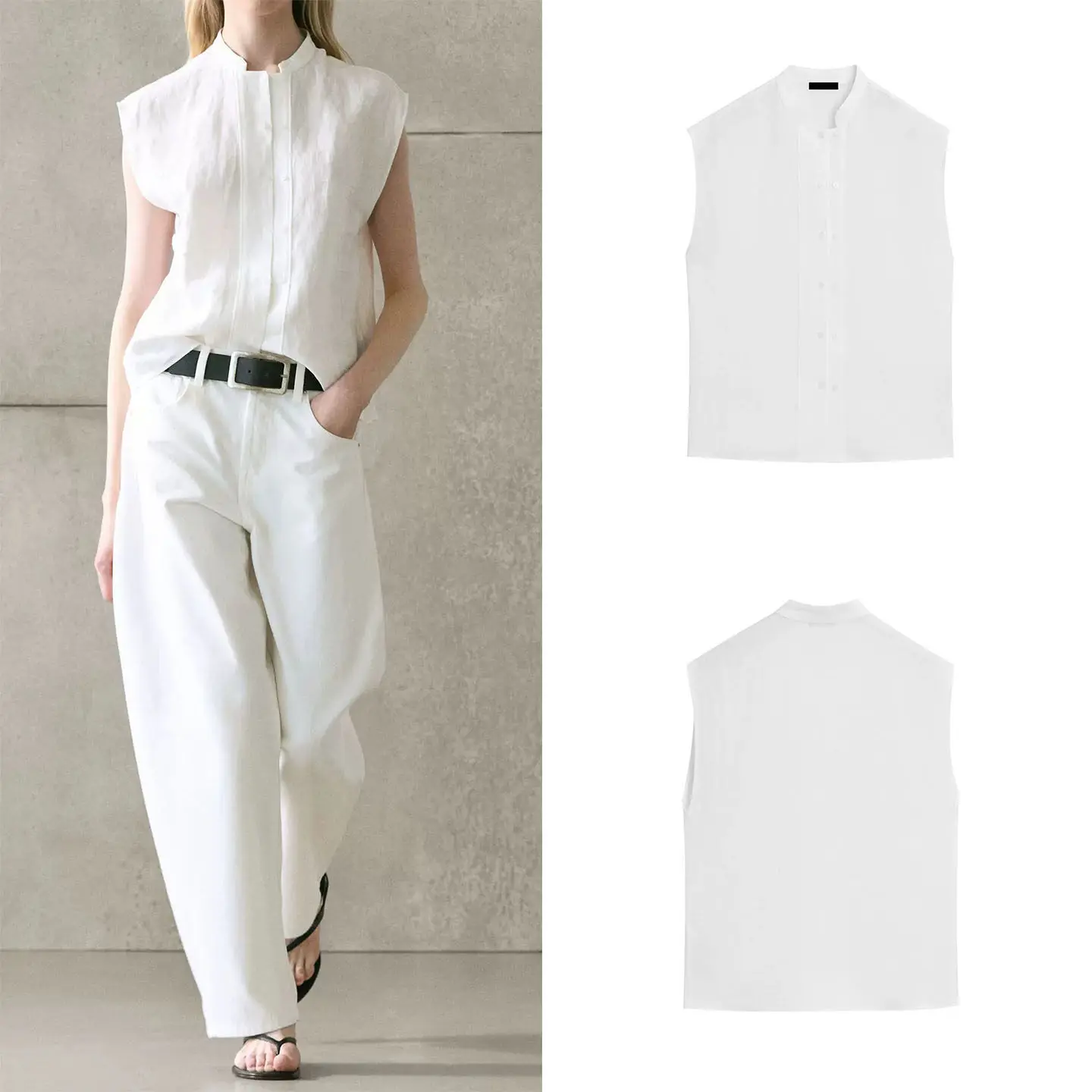 

New 2026 Women's Casual Style Button Decorative Sleeveless Shirt Chinese New Style Top Fashionable Outerwear Straight Cut