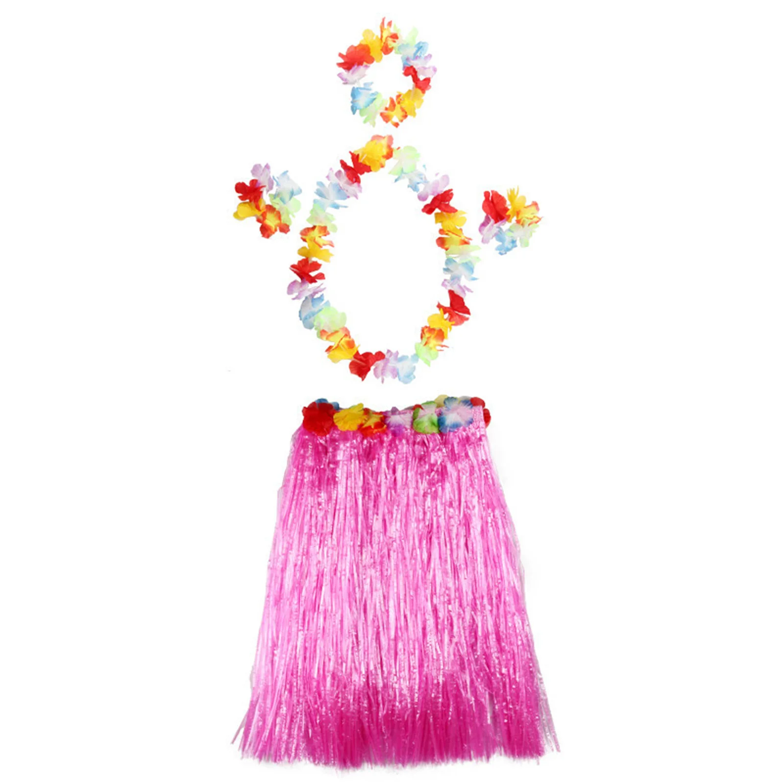 Kids Girls Hawaiian Luau Grass Hula Hawaiian Style Suit Flower Skirt Plastic Fibers Women Grass Skirts Festive & Party Supplies