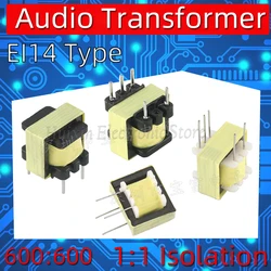 1PC EI14 Double-wire Winding Audio Transformer 600 : 600 Ohm 1:1 Isolation Digital Signal Isolated 50HZ-50KHZ 290mH 4 5 Pin Tap