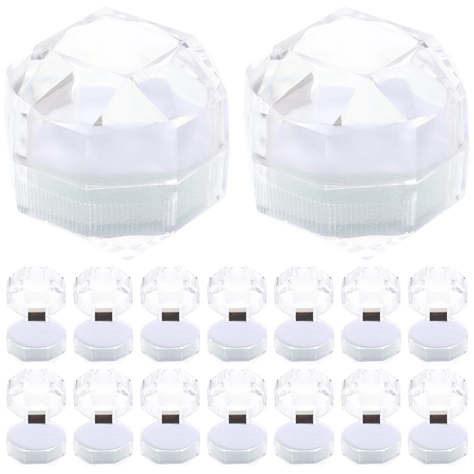 Vetrine per anelli in acrilico trasparente da 20 pezzi, confezione regalo bianca per fidanzamento e matrimonio, organizer per gioielli per cerimonie