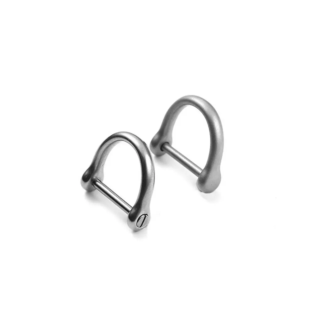 9/13/17/21mm Solid Stainless Steel Carabiner D Bow Staples Shackle Fob Key Ring Keychain Hook Screw Joint Connector Buckles