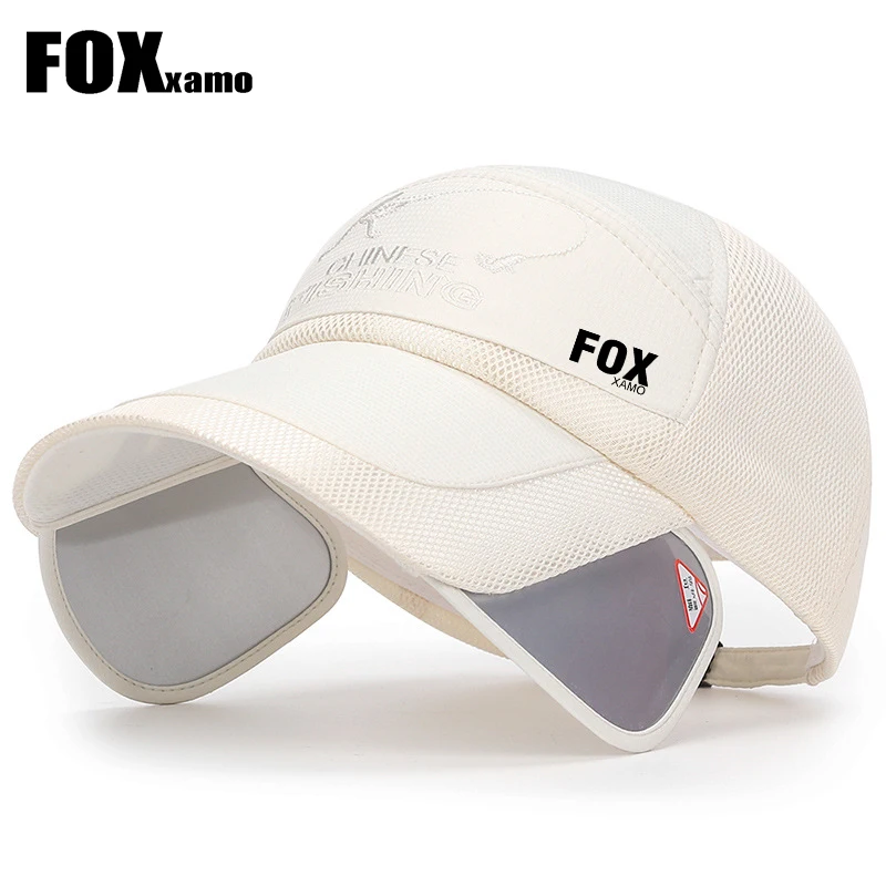 Foxxamo Fisherman's Cap Adjustable Extended Brim UV Protection Embroidered Summer Outdoor Cycling Sports Sun Visor Baseball Cap