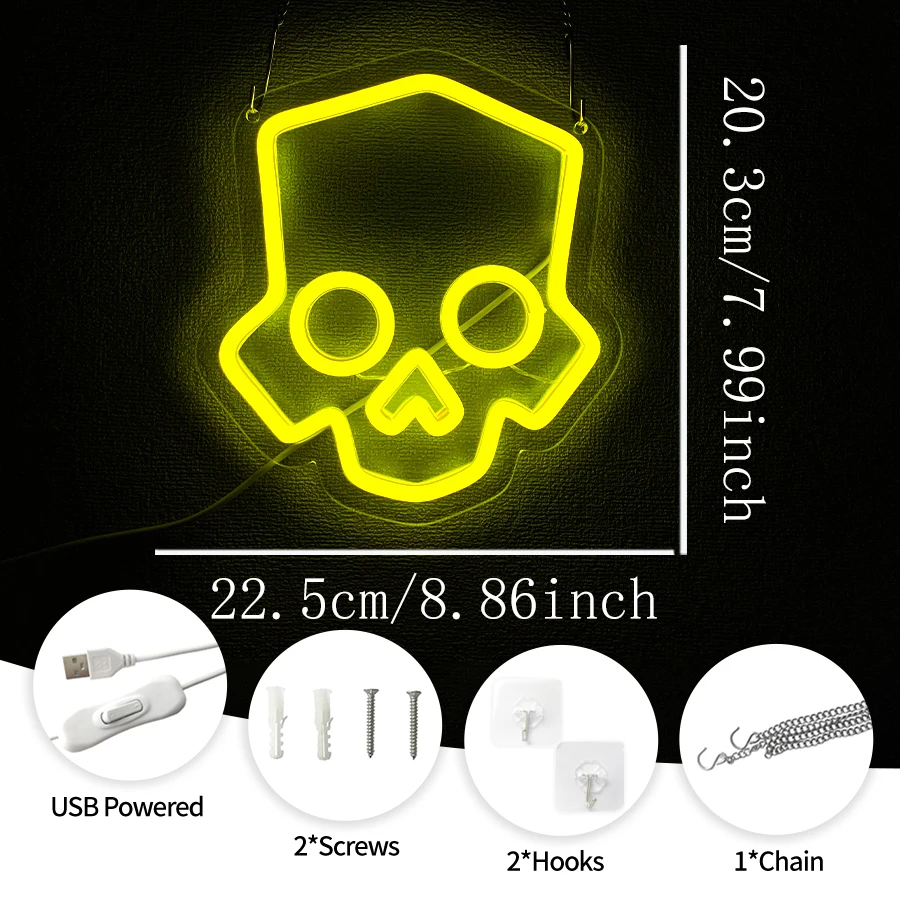 Skull Neon Sign Hero Diver for Game Room Decor, Man Cave  Skeleton Skull Led Neon Light Bar Decor Perfect for Halloween Party