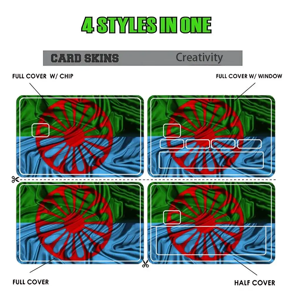 Gypsy Romani Roma Flag  Sticker Film Tape Skin for Credit Card Debit Card Cartoon Waterproof Stickers Small Chip
