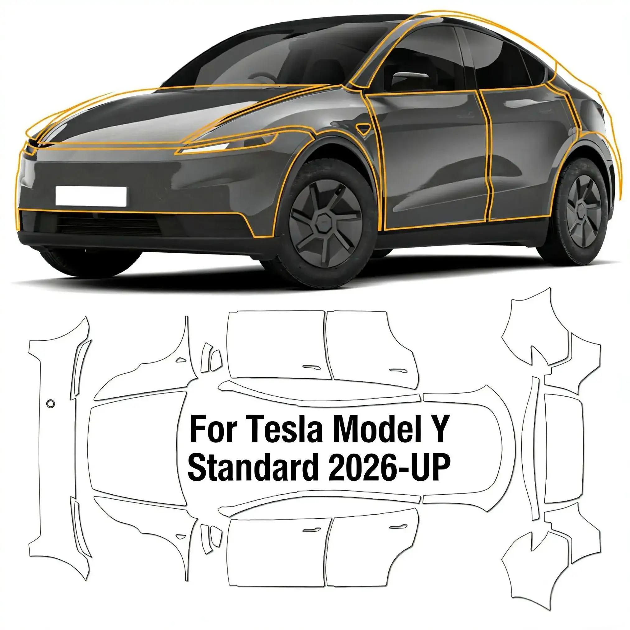 8.5Mil TPU Bumper Paint Protection Film Pre-cut PPF For Tesla Model Y Standard 2025 2026 Clear Bra Body Anti-Scratch Resistant