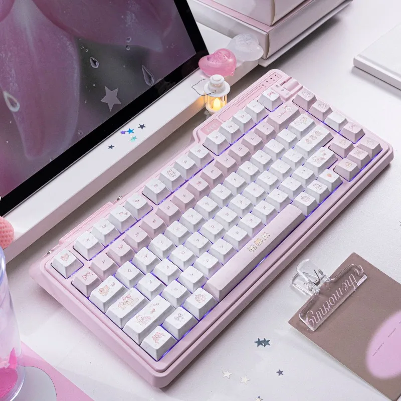 Keycaps with high aesthetic value, five sided hot rise, Huaxin original PBT compatible mechanical keyboard 60-108