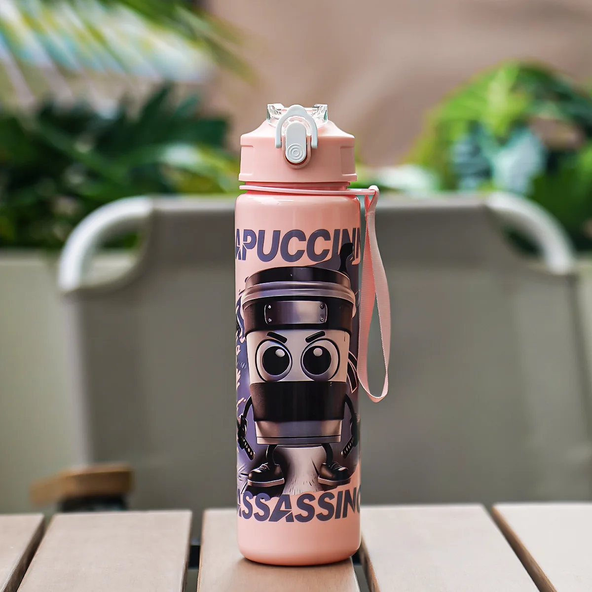 750ML Classic of Mountains and Seas Cup Water Bottle Outdoor Drinking Cartoon Portable straw cup with lifting rope Sports Cup Gi