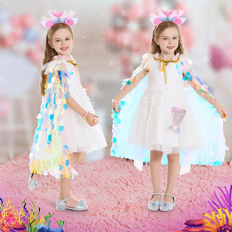 Mermaid princess cosplay dress up cape princess dress up toy clothes set regalo arcobaleno