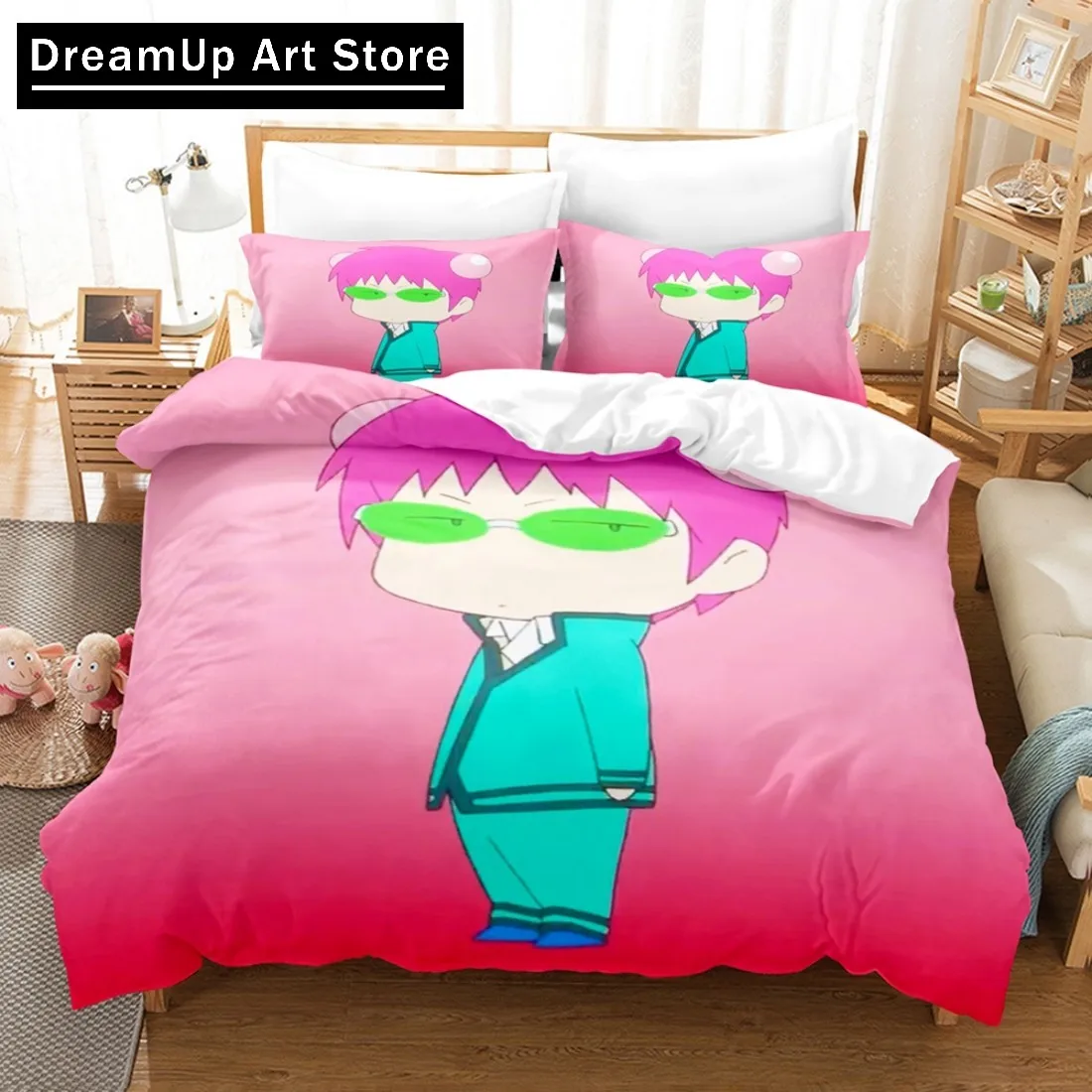 Anime Disastrous Life of Saiki K Bedding Set Duvet Cover Bed Set Quilt Cover Twin Single Queen King Size Boys Adult Home Textile