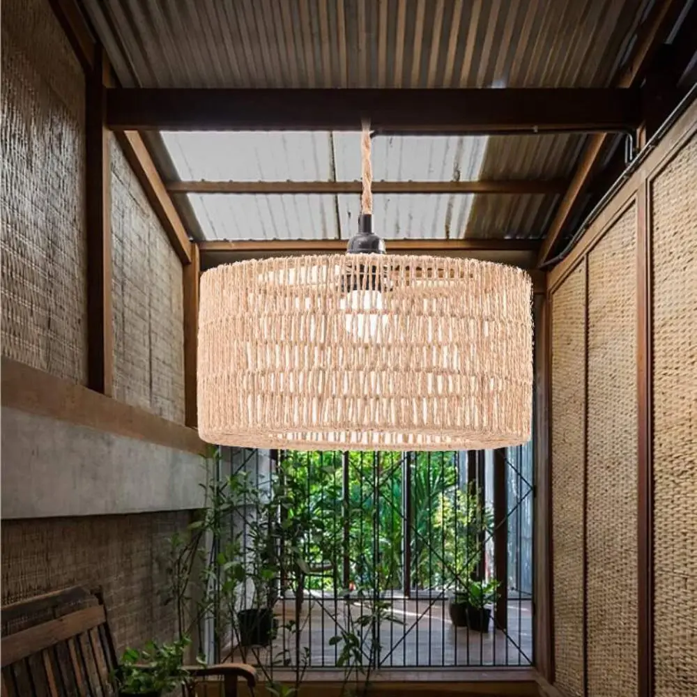 

Модный бумажный плетеный абажур в винтажном стиле, ручной работы, для подвесного светильника, декор для дома, в богемном стиле, для спальни