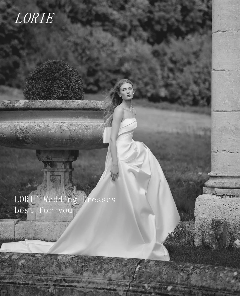 

LORIE Luxury Bow A Line Civil Wedding Dress Minimalist Strapless Bridal Dresses Elegant Wedding Gown Customized 2026