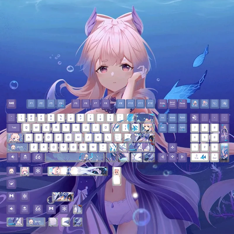 Genshin Impact Keycaps Keyboard Accessories Beauty Sangonomiya Kokomi Keycap Cherry Height Anime Cosplay Keycaps