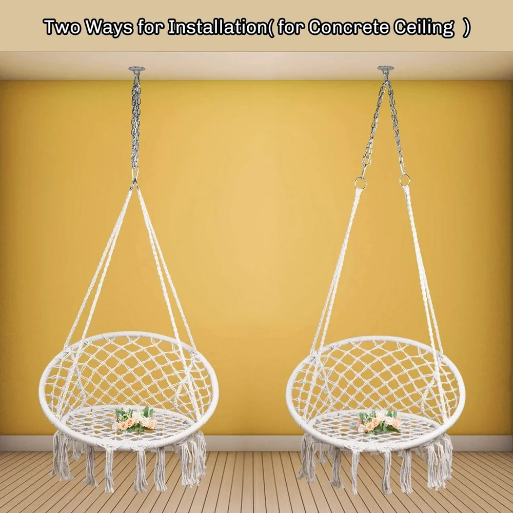 Hanging chair Cotton Rope Hammock Chair Handmade Knitted Indoor Outdoor Kids Swing Bed Swinging Camping Hammock with metal parts