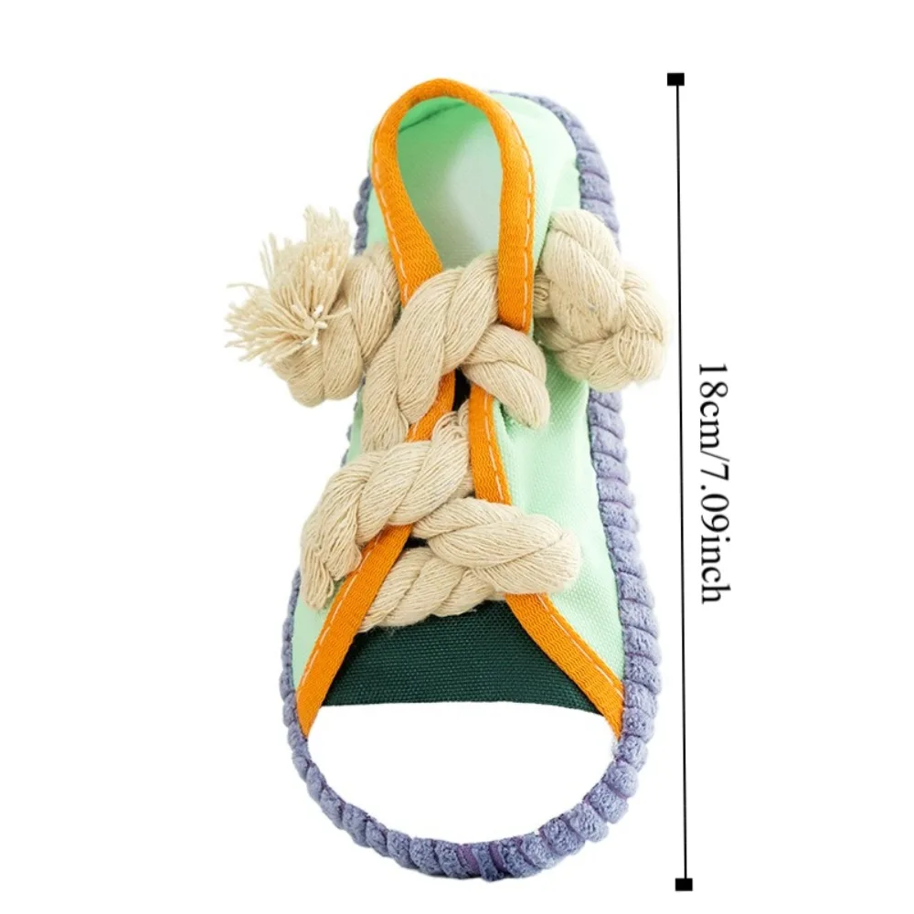 Chewing Vocalize Pet Cotton Rope Slippers with Cotton Rope Oxford Dog Teeth Grinding Slippers Bite Resistant Candy Color