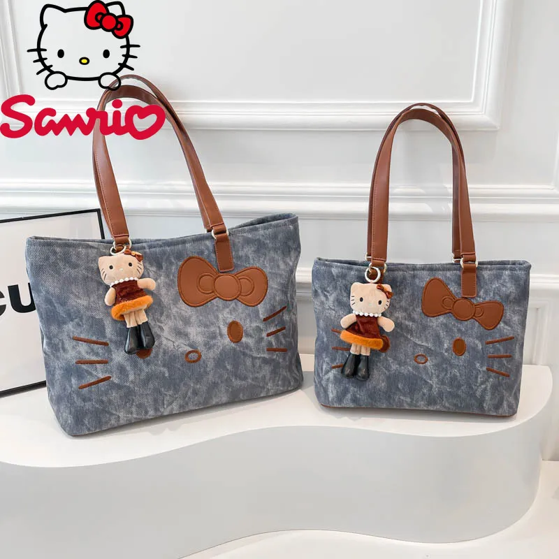

Hello Kitty 2026 New Women's Handbag Fashion High Quality Denim Girls Shoulder Bag Small Fresh and Versatile Women's Storage Bag