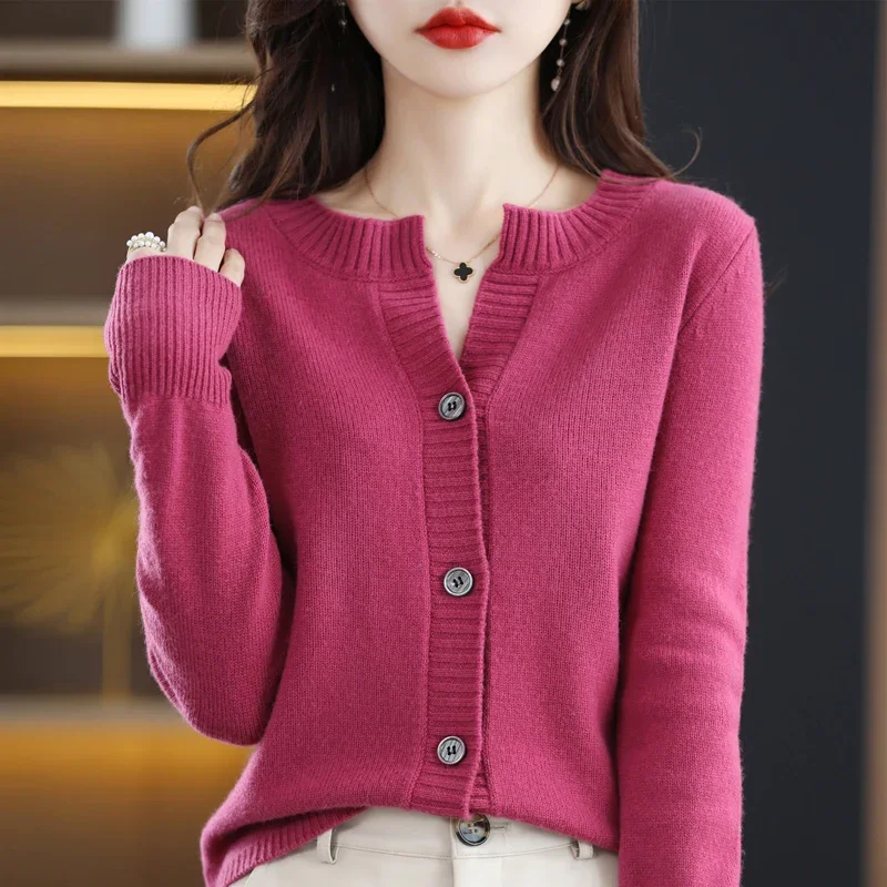 

New Autumn and winter Cashmere cardigan Sweater women Comfortable cardigan Fashion Long-Sleeved Cardigan Top U401