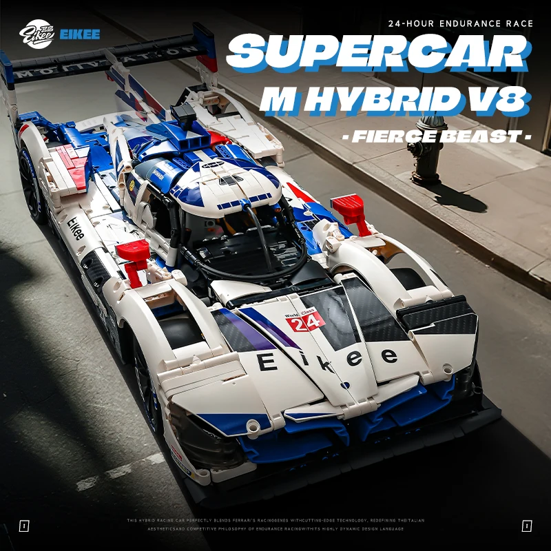 Hypercar 1:8 Hybrid V8 Le Mans Building Set MOC Engine Linkage 3507 Pieces
