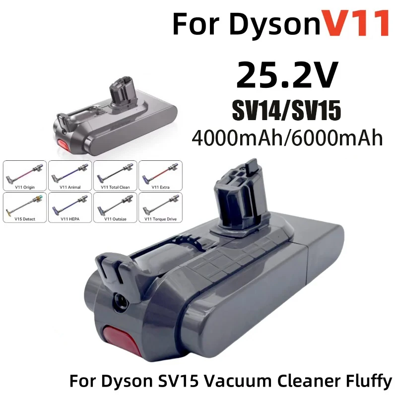 SV14/SV15 Battery 4000mAh-6000mah 25.2V Lithium Ion Vacuum Cleaner Rechargeable Battery for Dyson V11 Absolute V11 Animal