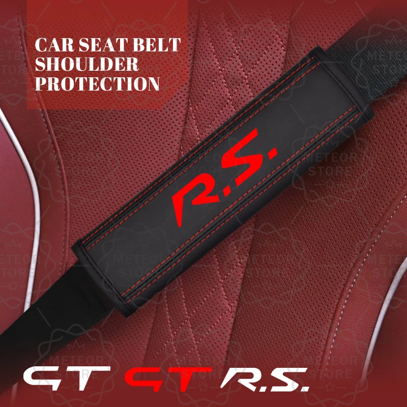 2 pçs estilo do carro rs gt esporte emblema couro cinto de segurança capa para clio cênico twingo kwwid koleka megane lutecia koleos acessórios