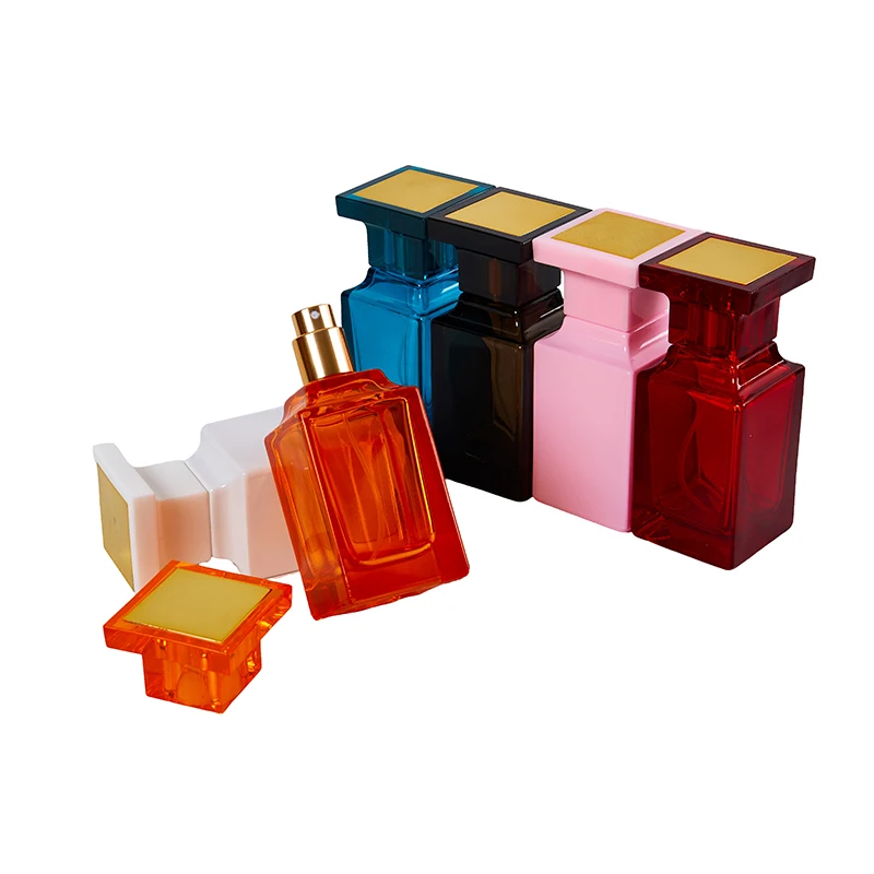 50ml Glass Refillable Spiral Thick Bottom Square Glass Atomizer Perfume Bottle Cosmetic Empty Spray Bottle Container