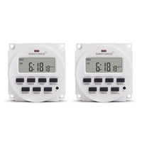 2X SINOTIMER 15.98 Inch LCD Digital Timer 12V DC 7 Days Programmable Time Switch TM618N-4