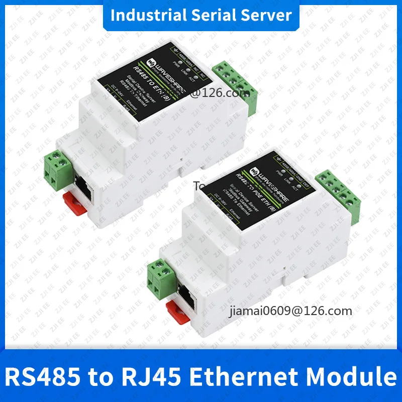 Industrial Serial Server RS485 to RJ45 Ethernet Module TCP/IP Serial Converter DIN Rail Mount Modbus GatewayOptional POE Support