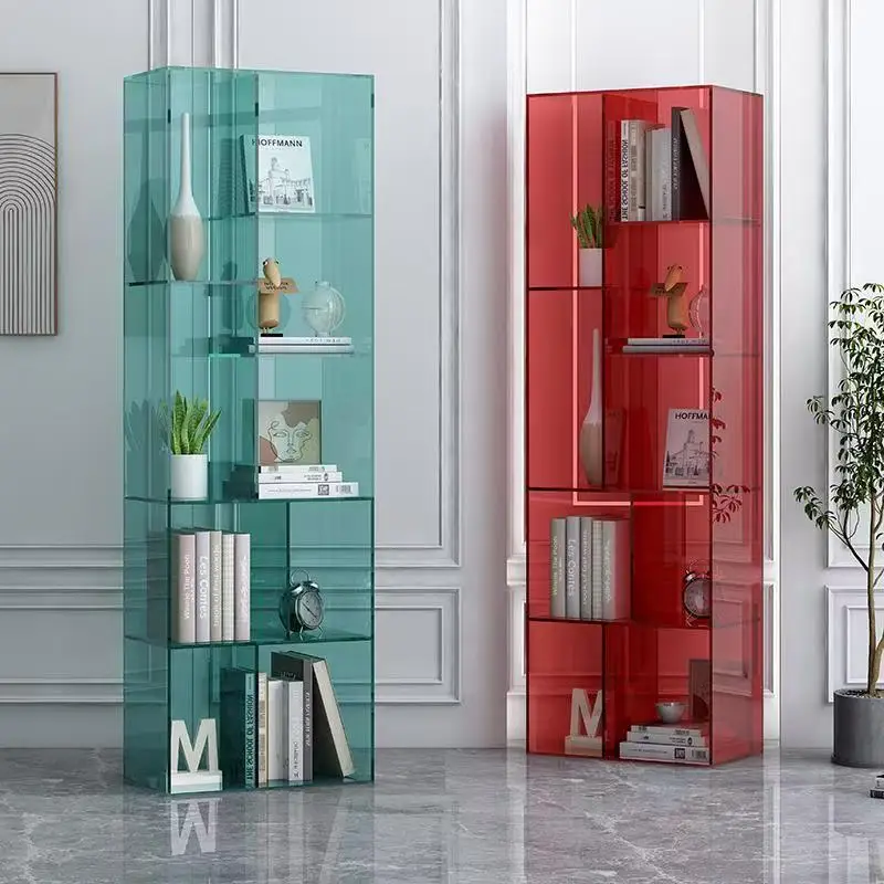 Acrylic floor-to-ceiling bookshelf, living room multi-layer display rack, storage rack