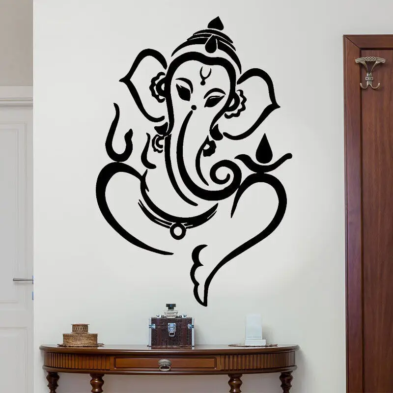 Ganesha Elephant God Hindu Hinduism Wall Stickers Vinyl Art Home Decor for Living Room Bedroom Removable Interior Murals YD09