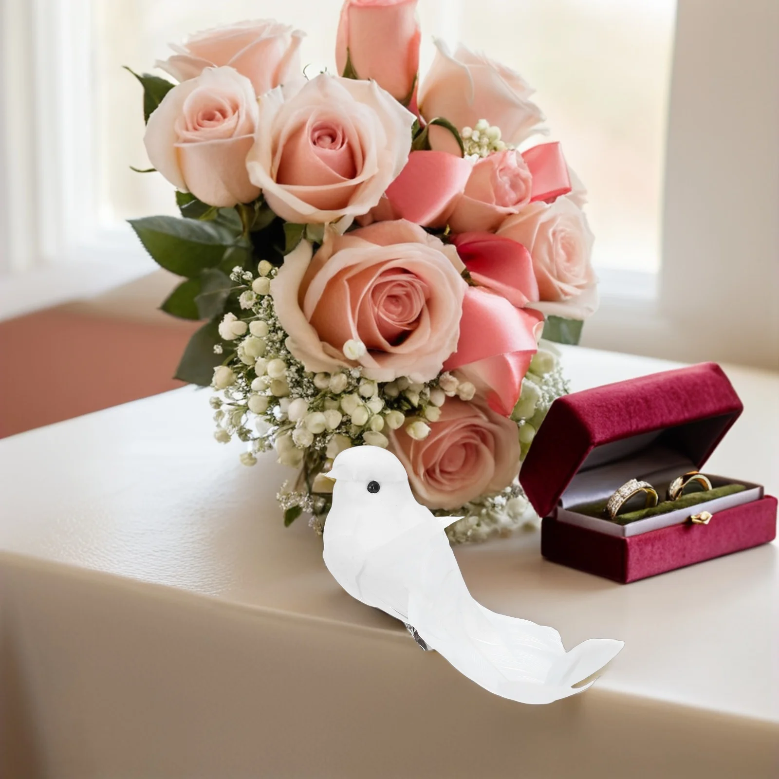 

6 Pcs Simulated White Dove Decoration Realistic Doves Pigeon Figure Animal Statues Lifelike Ornaments
