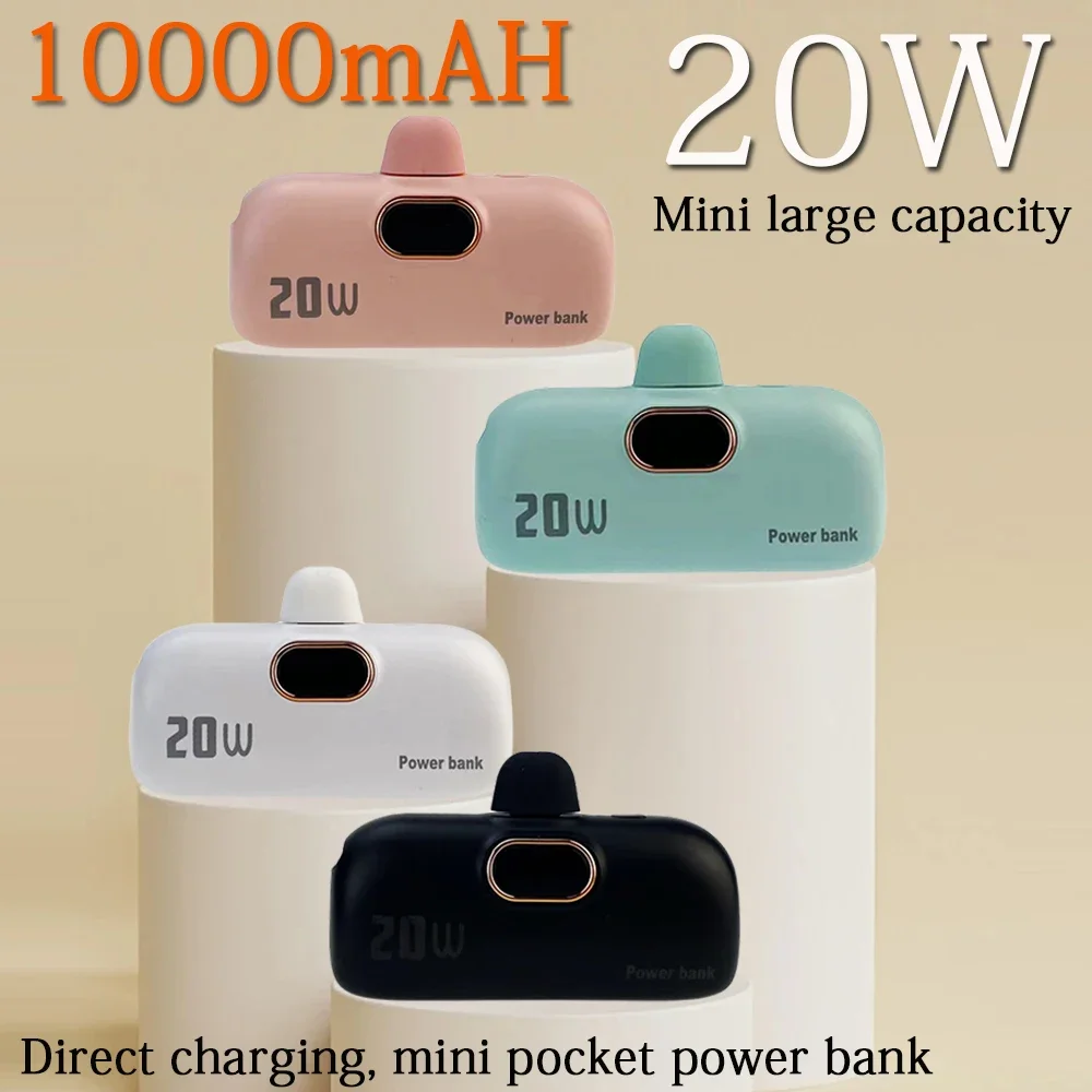 

10000mAh Wireless Power Bank Mini capsule Capsule Fast Charging Mobile PowerSupplyEmergency External Battery For Type-c iPhone