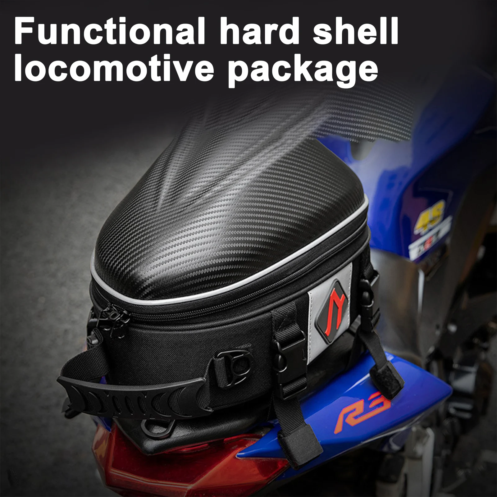 Carbon Fiber Motorcycle Bag Waterproof Motorcycle Tail Bag Tailbag Rear Pack Backseat Pack Backpack Crossbody Bag Kit Helmet Bag