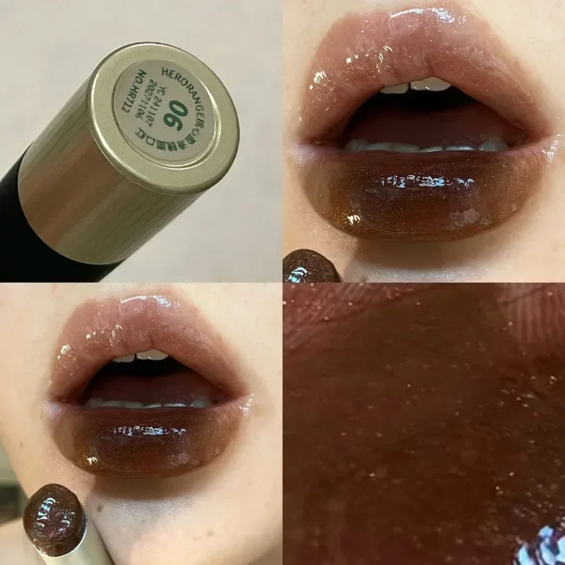 HERORANGE Rossetto idratante a specchio liscio con cuore di pesca - Lucidalabbra solido sbiancante per il trucco delle feste degli studenti COLORE:06