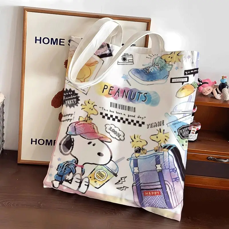 Snoopy Cartoon Druck muster Handtasche gut aussehende Frauen Männer Reiß verschluss Leinwand Tasche Einkaufstasche Jugend Umhängetasche Geschenk Großhandel