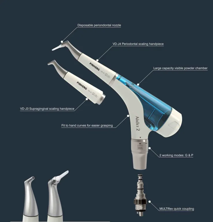 2 Dental Polishing Blasting Unit Clinical Preventive Airblast Turbine Power Source 1 Year Warranty fast shipping