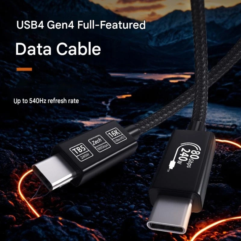 Type C to Type C Cable Usb 4 Cord for 80Gbps Data Transfer, 240W Charging, 16K Video Output and Home Office Desk Monitor K1KF