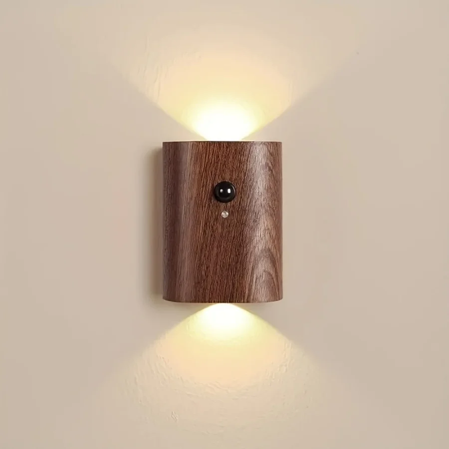 

2pcs Solid Wood Simple Induction Wall Light, Linkage Induction Light, Stair Light, Hallway Light, Night Light LED