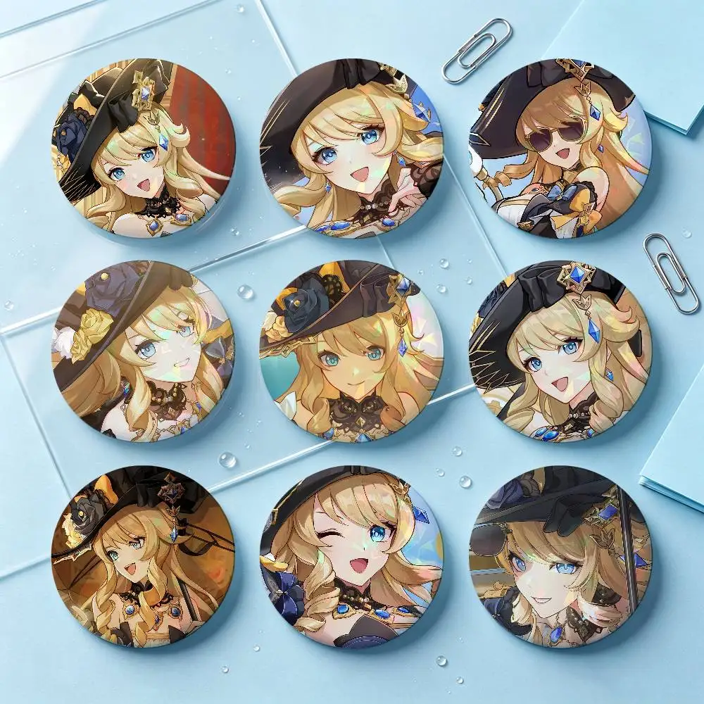 Navia Genshin Impact Badges Button Round Creative Pin Brooch Badge Bag Decor Accessories Fans Collect Friends Gifts