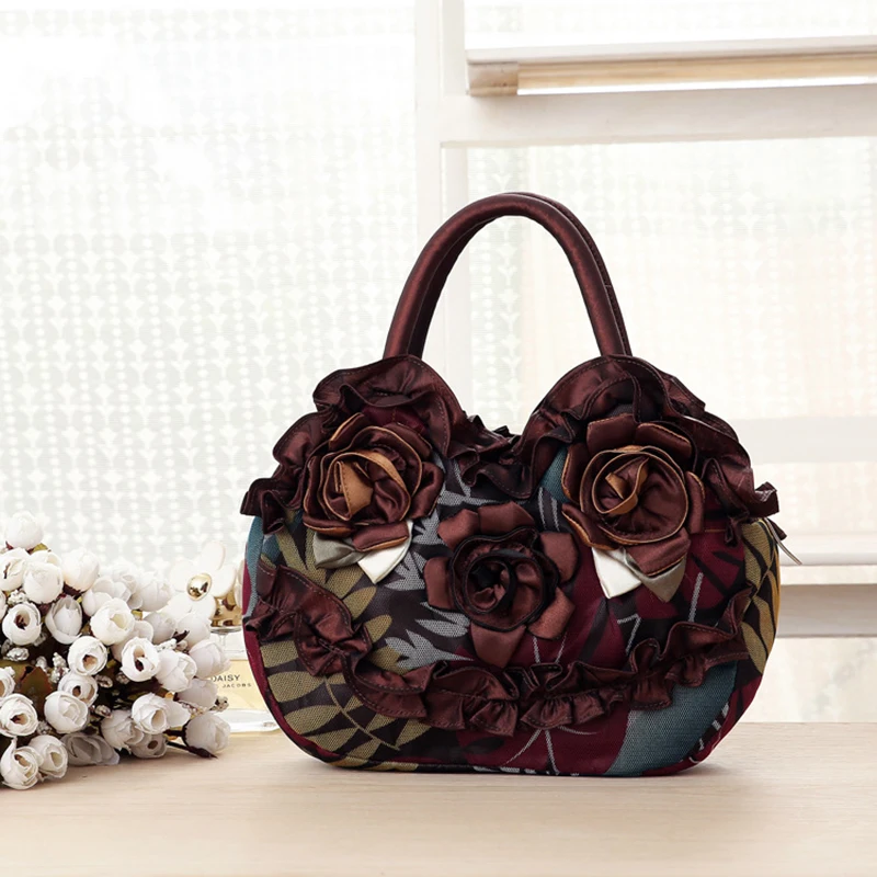 Men's fashion new handbag  large capacity soft lace  three-dimensional flower mobile phone bag  loose change storage bag