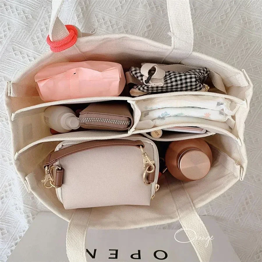 Diaper Storage Bag Women's Fashion Canvas Handbags Large Capacity Feeding Bottle Nappy Organizer Mummy Bags Baby Essentials