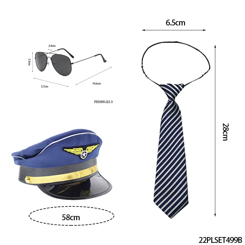 PESENAR Airline Pilot Captain Costume Set Pilot Costume Accessories Set with Pilot Sunglasses