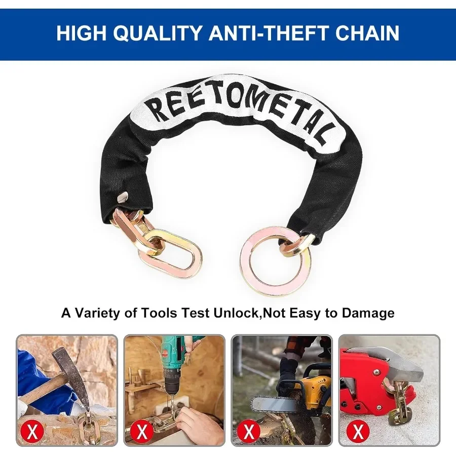 سلسلة أمان شديدة التحمل 2FT x 3 8 سلسلة قفل سميكة من الفولاذ المقوى ومضادة للسرقة للدراجات النارية والدراجات ATVs المقطورات Fen