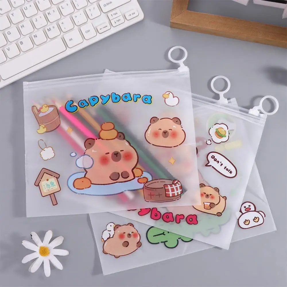 Borsa per documenti trasparente Capybara di grande capacità Borsa per carta di prova leggera e portatile con cerniera impermeabile