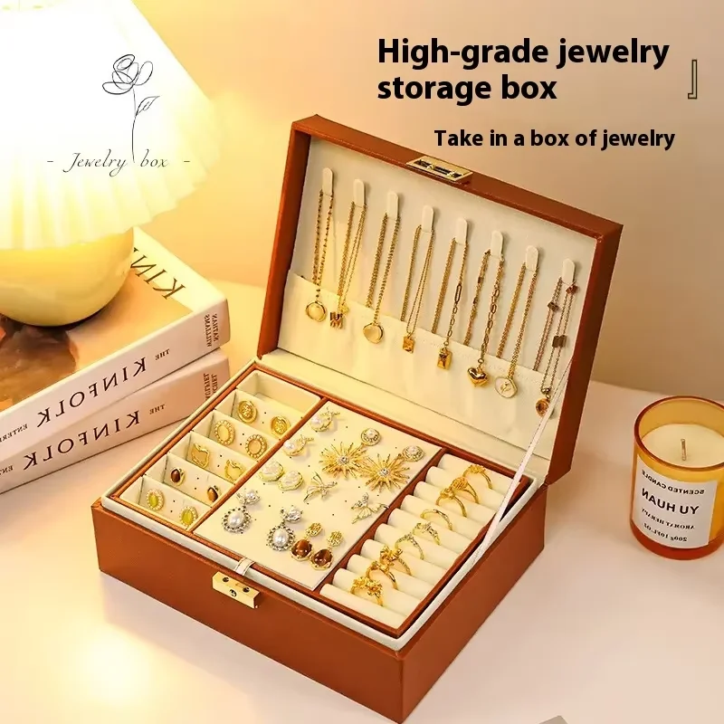 

High-End Exquisite Jewelry Box Large Capacity Rectangle Storage for Rings Necklaces Earrings Square Hand Jewelry Organizer