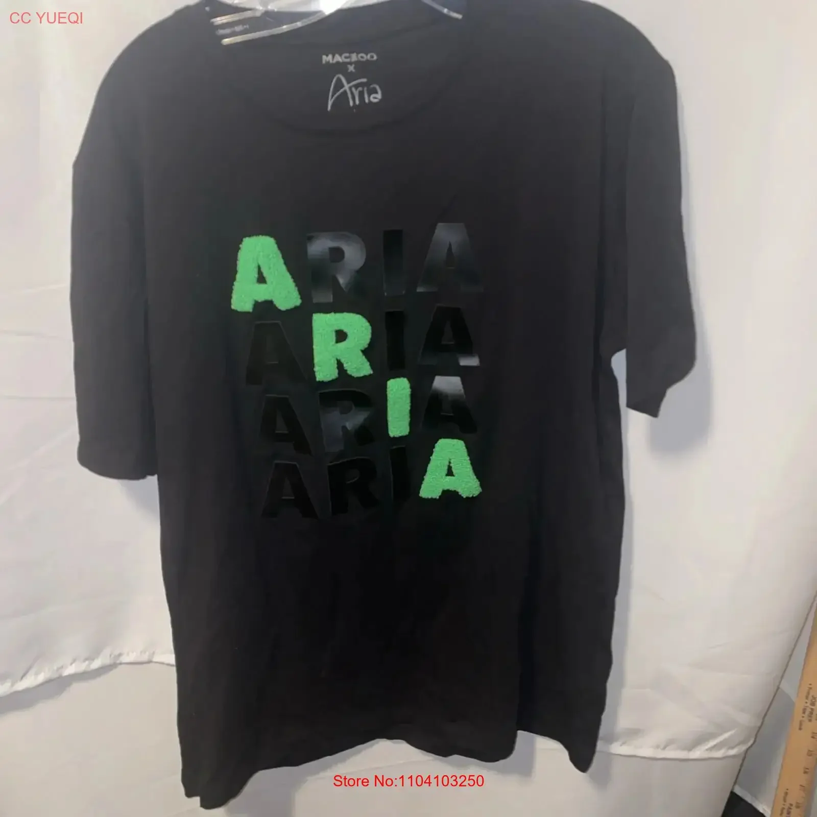MACEOO Black Aria MGM Casino raised text T Shirt Women's SZ M vintage Washed Comfortable Soft Stylish Versatile streetwear
