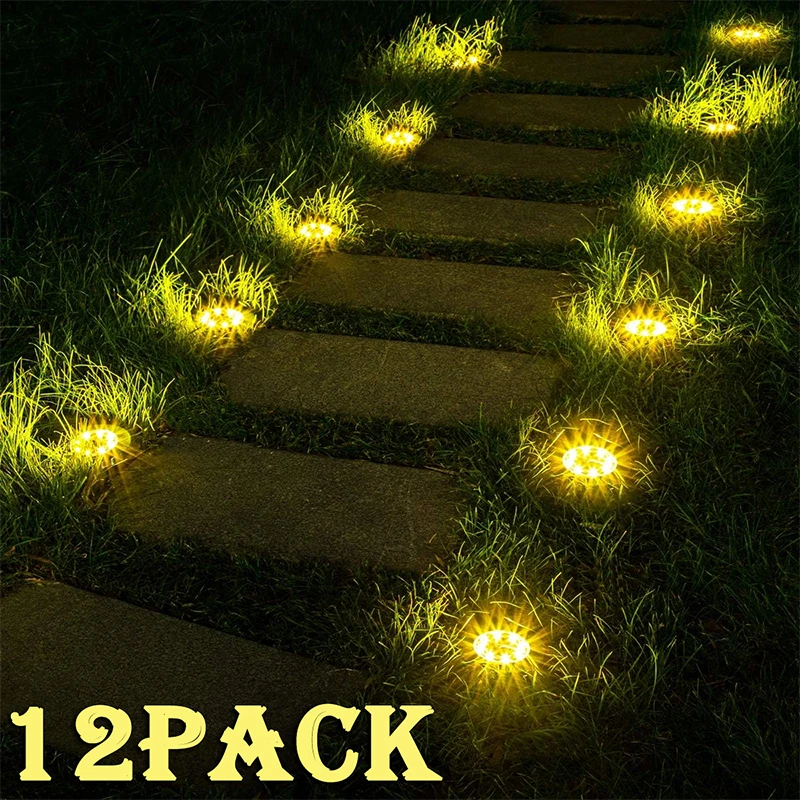 solar power disk light 8led ao ar livre jardim subterraneo deck holofotes enterrado lampada led decoracao de jardim 01