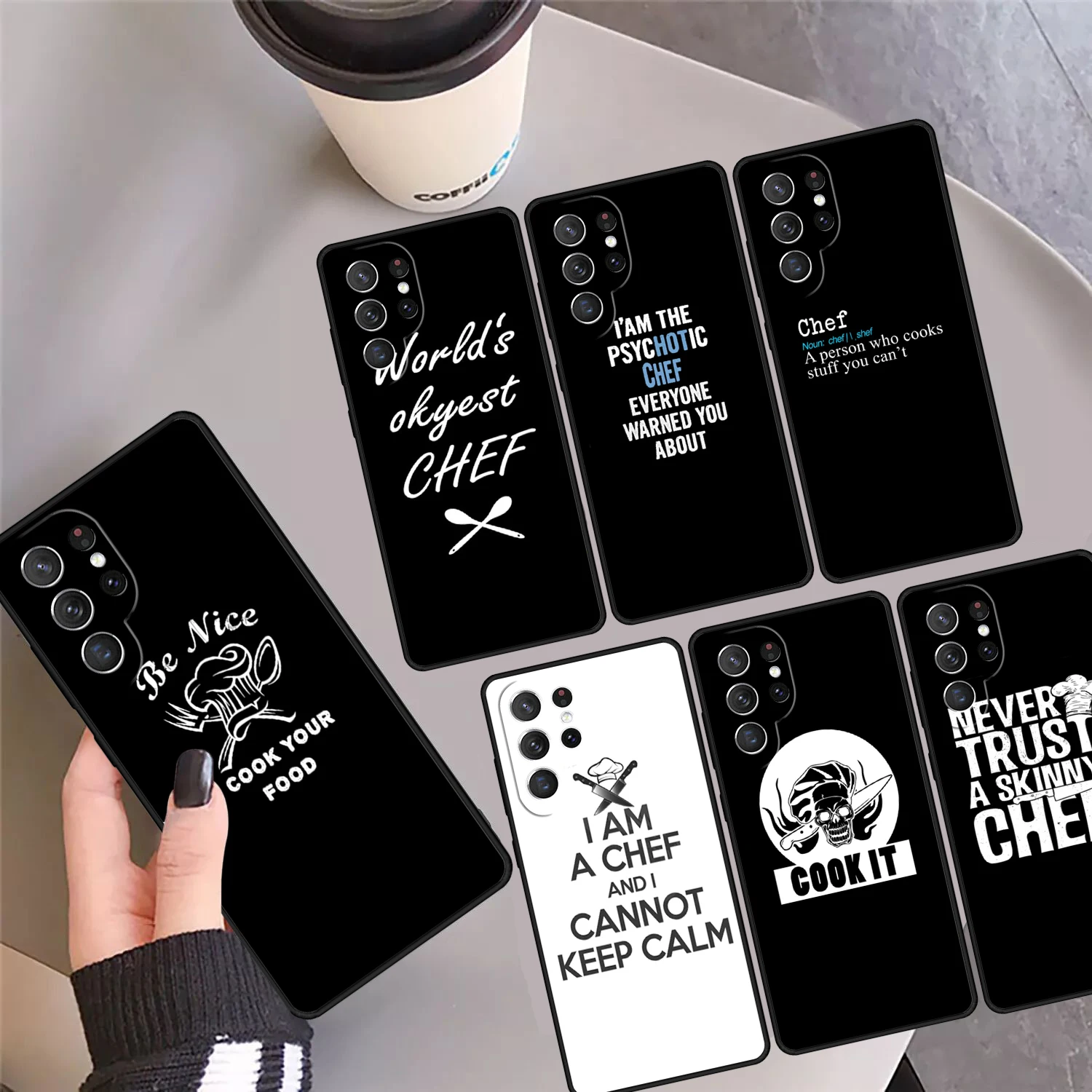 Never Trust a Skinny Chef Phone Case Cover For Samsung Galaxy S24 Ultra 23 S22 Plus S21 FE S20 S8 S9 S10 Note 10 Pro Note 20