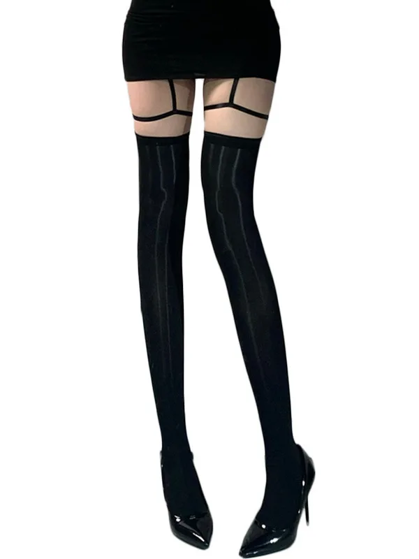 لمعان الغريبة النفط الدانتيل الحمالة الجوارب قطعة واحدة جوارب معلقة مفتوحة قطع رقيقة جدا جوارب الحرير جوارب طويلة طول جوارب MDV1 #4