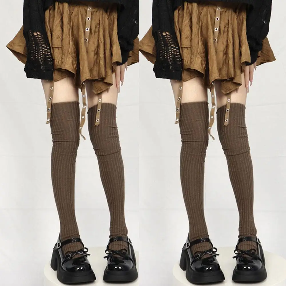 

1 пара носков выше колена, вязаные длинные носки, женские чулки до бедра, узкие повседневные модные женские длинные гольфы